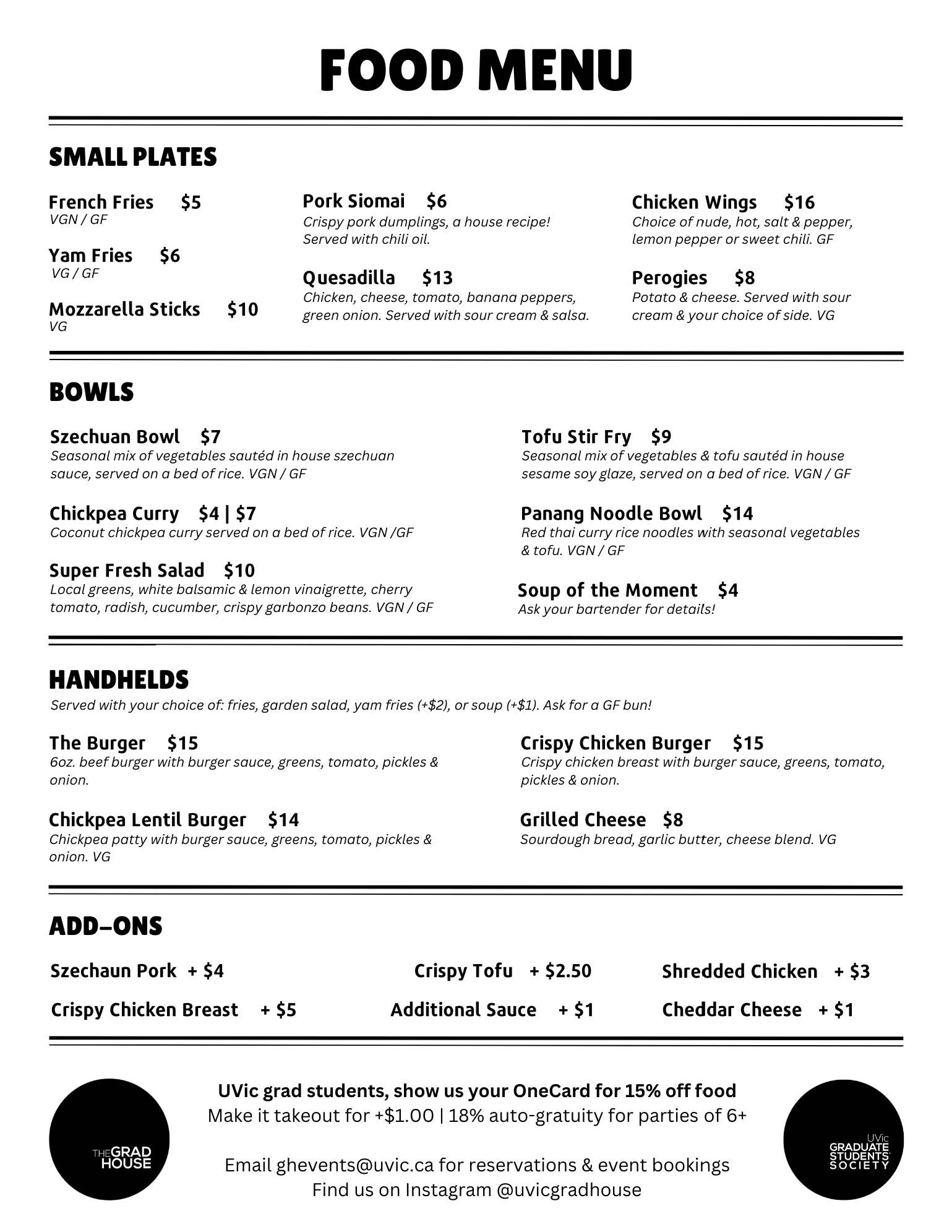 food menu